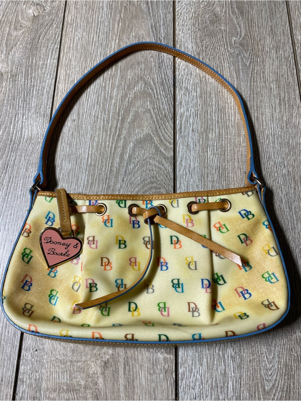 DOONEY & BOURKE Rainbow Monogram Leather Shoulder Bag With Rainbow Zipper Vachet
